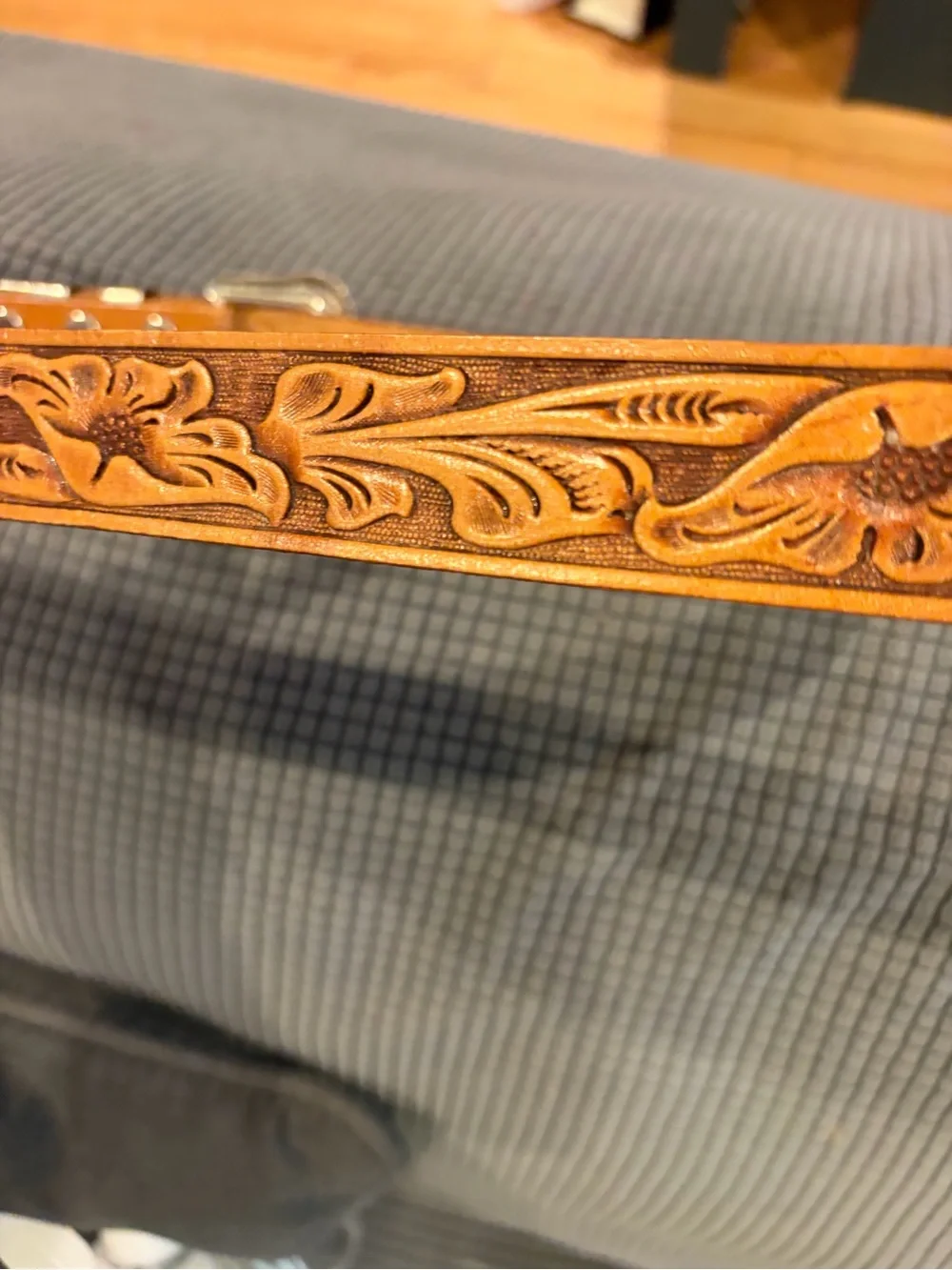 Chambers Brown/Tan Hand Tooled Leather Western Belt Silver Buckle Size 36 NWOTS!